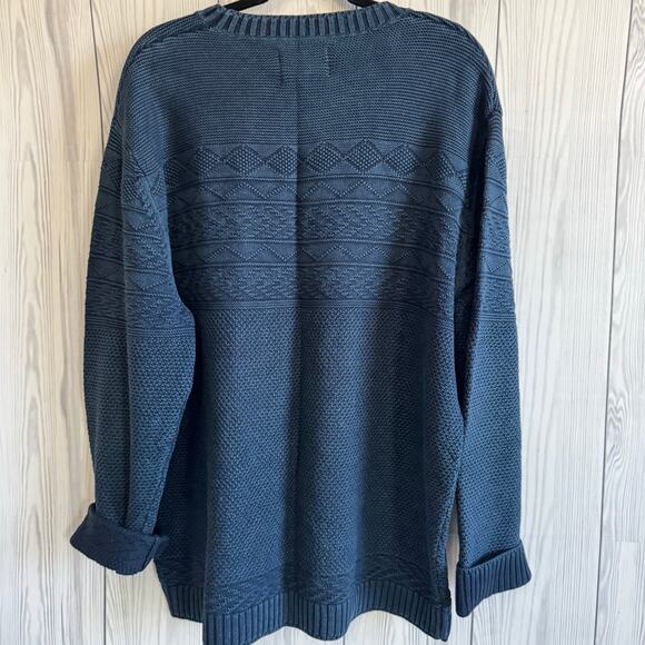 Y2K/90s Vintage Woolrich Mens Cotton Geometric Pattern Navy Sweater Size XL - Picture 3 of 7